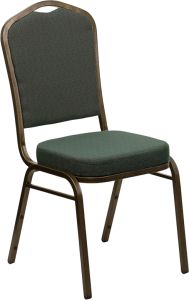 HUSKY Seating® 500 LB Commercial Fabric Banquet Stacking Chair with Gold Vein Frame-Dark Green
