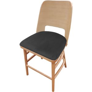Aurora 300 LB Restaurant Bar Stool with Natural Finish Wood Back and Frame and Black Vinyl Seat