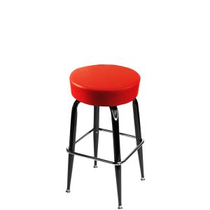 Heavy Duty 500 LB Button Top Swivel Bar Stool with Gloss Black Frame - Red Vinyl