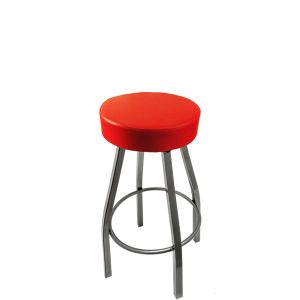 Heavy Duty 500 LB Button Top Swivel Bar Stool with Clear Coat Frame - Red Vinyl