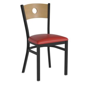 HUSKY Seating Heavy Duty 500 LB Restaurant Chair with Natural Wood Circle Design Back-Red