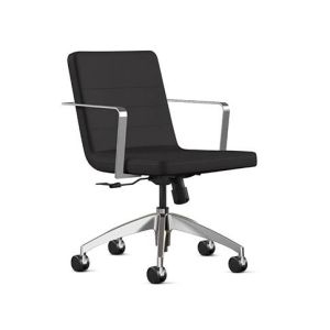 9to5 Seating @NCE 245 Office Chair - Black Upholstered Back and Seat, Swivel Tilt,  Polished Aluminum Arms