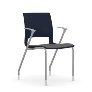 9to5 Seating Vox 300 LB Four Leg Stacking Guest Chair, Upholstered Seat, Cloud Gray Arms