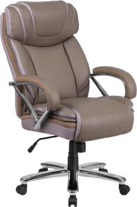 Husky Office® 500 lb Capacity Big & Tall Leather Executive Chair-Taupe