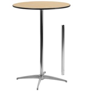 HUSKY Seating® Heavy Duty 2.5' ft Round Indoor-Outdoor Wood Pub Bar Cocktail Table with Adjustable Height