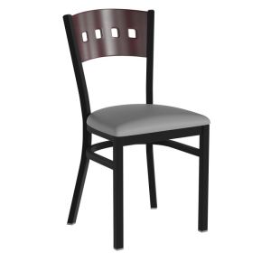 HUSKY Seating Mahogany Wood Four Square Back 500 LB Restaurant Chair-Gray