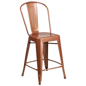 HUSKY Seating 500 LB Counter Height 24" Indoor-Outdoor Metal Bar Stool-Copper
