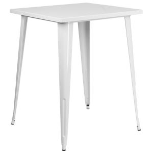 HUSKY Seating® 31.5" Square Bar Height Indoor-Outdoor Metal Restaurant Table-White