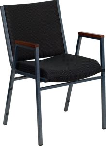HUSKY Seating® 550 LB Commercial Stack Chair with Overstuffed Fabric Seat and Arms-Black