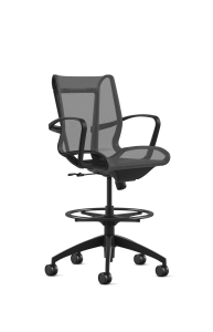 9to5 Seating Cydia 300 LB Mesh Mid-Back Bar Height Office Stool, Swivel Tilt Control, Soft Touch Polyurethane Arms