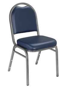 2 PACK National Public Seating 9200 Series Dome Back Vinyl Padded Stacking 500 LB Banquet Chair - Silver Vein Frame - Midnight Blue Vinyl
