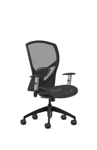 9to5 Seating Theory All Mesh Mid-Back 300 LB Office Chair, Full Synchro Control, Silver Two-Way Adjustable Arms