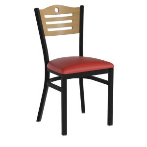 HUSKY Seating Heavy Duty 500 LB Restaurant Chair with Natural Wood Slat Design Back-Red