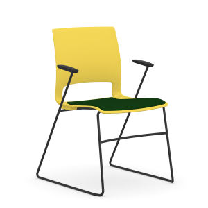 9to5 Seating Vox 300 LB Sled Base Stacking Guest Chair, Upholstered Seat, Black Arms