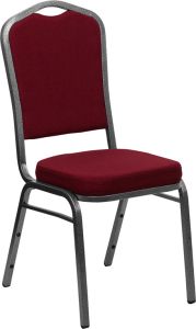 HUSKY Seating® 500 LB Commercial Fabric Banquet Stacking Chair with Silver Vein Frame-Burgundy