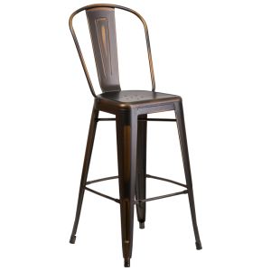 HUSKY Seating 500 LB Distressed Finish 30" Indoor-Outdoor Metal Bar Stool-Copper