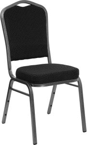 HUSKY Seating® 500 LB Commercial Fabric Banquet Stacking Chair with Silver Vein Frame-Black