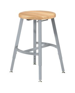 NPS® 18-26" Height Adjustable Titan 1000 LB Stool, Solid Wood Seat, Grey Frame