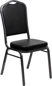 HUSKY Seating® 500 LB Crown Back Commercial Stacking Banquet Chair - Silver Vein, Black Vinyl