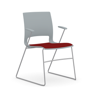 9to5 Seating Vox 300 LB Sled Base Stacking Guest Chair, Upholstered Seat, Cloud Gray Arms