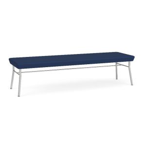 Lesro Chat 550 LB Reception and Waiting Room 3 Seat Bench with Upholstered Seat and Metal Frame