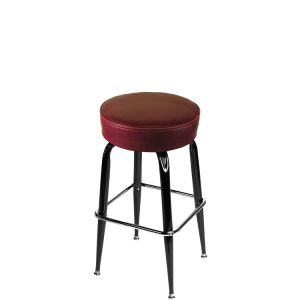 Heavy Duty 500 LB Button Top Swivel Bar Stool with Gloss Black Frame - Wine Vinyl