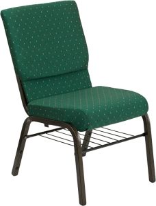 HUSKY Seating® 800 LB Heavy Duty Ganging Auditorium Chair - Gold Vein & Book Rack-Dark Green