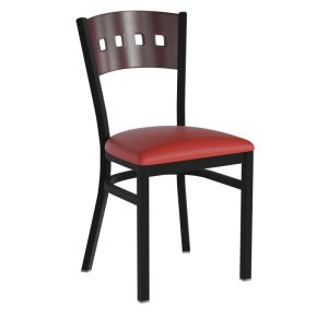 HUSKY Seating Mahogany Wood Four Square Back 500 LB Restaurant Chair-Red