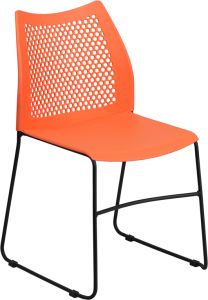 HUSKY Seating® 661 LB Commercial Vented Back Stack Chair-Orange