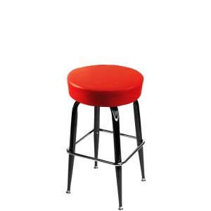 Heavy Duty XL Series 500 LB Oversized Button Top Swivel Bar Stool with Gloss Black Frame - Red Vinyl