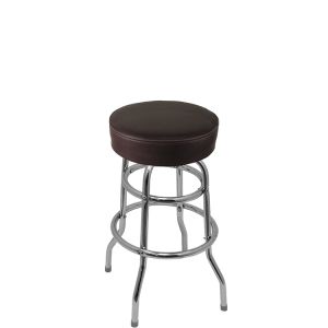 Heavy Duty 500 LB Button Top Swivel Bar Stool with Double Rung Chrome Frame - Espresso Vinyl