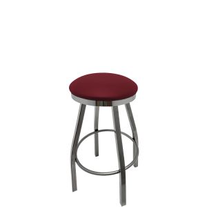Heavy Duty SlimLine 500 LB Button Top Swivel Bar Stool with Clear Coat Frame & Chrome Seat Ring - Wine Vinyl