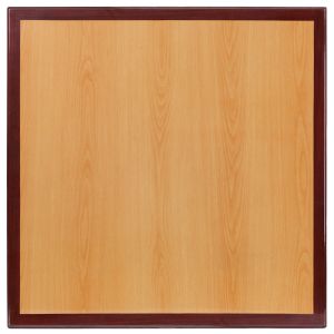 Pro-Tough Commercial Two-Tone Cherry & Mahogany Square Table Top -24" W x 24" L