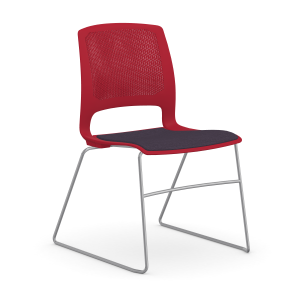 9to5 Seating Dash Sled Base Stacking Armless 300 LB Guest Chair, Plastic Back, Upholstered Seat