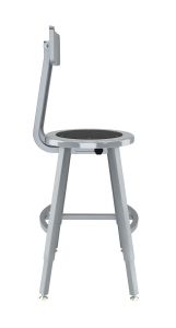 NPS® 18-26" Height Adjustable Titan 1000 LB Stool with Backrest, Black Steel Seat, Grey Frame
