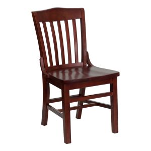 HUSKY Seating Heavy Duty 800 LB Mahogany Finished School House Back Wood Restaurant Chair