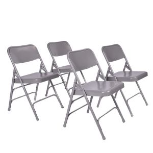 4 PACK HUSKY Seating® 500 LB Heavy Duty Metal Folding Chair - Gray