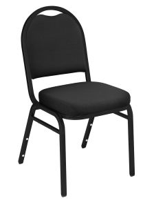 2 PACK National Public Seating 9200 Series Dome Back Fabric Padded Stacking 500 LB Banquet Chair - Black Sandtex Frame - Ebony Black Fabric