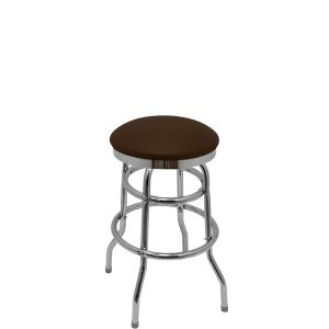 Heavy Duty SlimLine 500 LB Button Top Swivel Bar Stool with Double Rung Chrome Frame - Espresso Vinyl