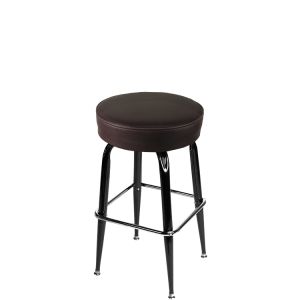 Heavy Duty XL Series 500 LB Oversized Button Top Swivel Bar Stool with Gloss Black Frame - Espresso Vinyl
