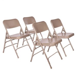4 PACK HUSKY Seating® 500 LB Heavy Duty Metal Folding Chair - Beige