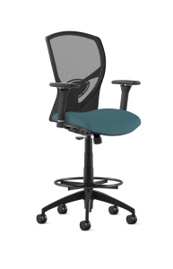 9to5 Seating Theory Mid-Back 300 LB Bar Height Office Stool, Mesh Back, Upholstered Seat, Simple Synchro Control, Height & Width Adjustable and Pivot Arms