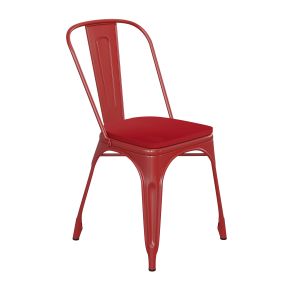 HUSKY Seating 500 LB Commercial Grade Red Metal Indoor-Outdoor Stackable Chair with Red Poly Resin Wood Seat