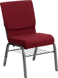 HUSKY Seating® 800 LB Heavy Duty Ganging Auditorium Chair - Silver Vein & Book Rack-Burgundy