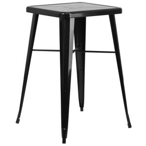 HUSKY Seating® Modern 24" Square Bar Height Indoor-Outdoor Cafe Table-Black