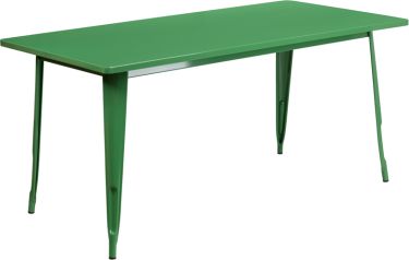 HUSKY Seating® 31.5" W X 63" L Rectangular Metal Indoor-Outdoor Restaurant Table-Green