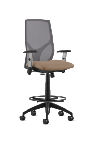 9to5 Seating Vault Mesh Mid-Back Counter Height 300 LB Office Stool, Adjustable Back, Seat Slider, Simple Synchro Tilt Control, 2-Way Adjustable Silver Arms