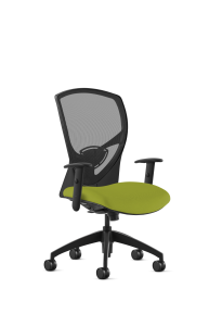 9to5 Seating Theory Mid-Back 300 LB Office Chair, Mesh Back, Upholstered Seat, Full Synchro Control, Black Two-Way Adjustable Arms