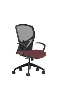 9to5 Seating Theory Mid-Back 300 LB Office Chair, Mesh Back, Upholstered Seat, Simple Synchro Control, Black Cantilever Arms