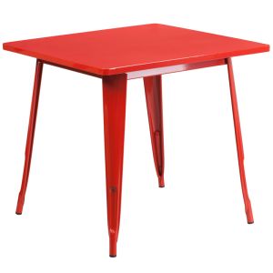 HUSKY Seating® 31.5" Square Metal Indoor-Outdoor Table-Red